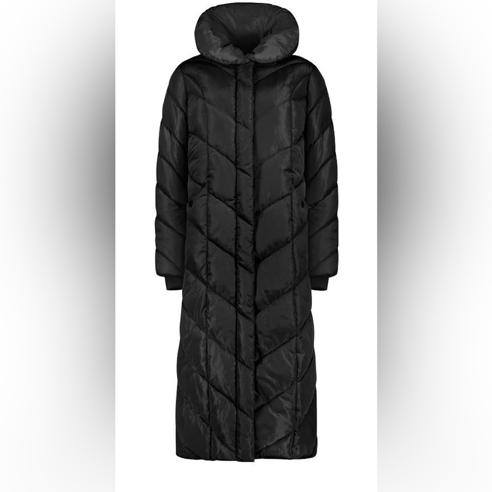 STEVE MADDEN women’s Long Chevron Maxi Puffer Coat